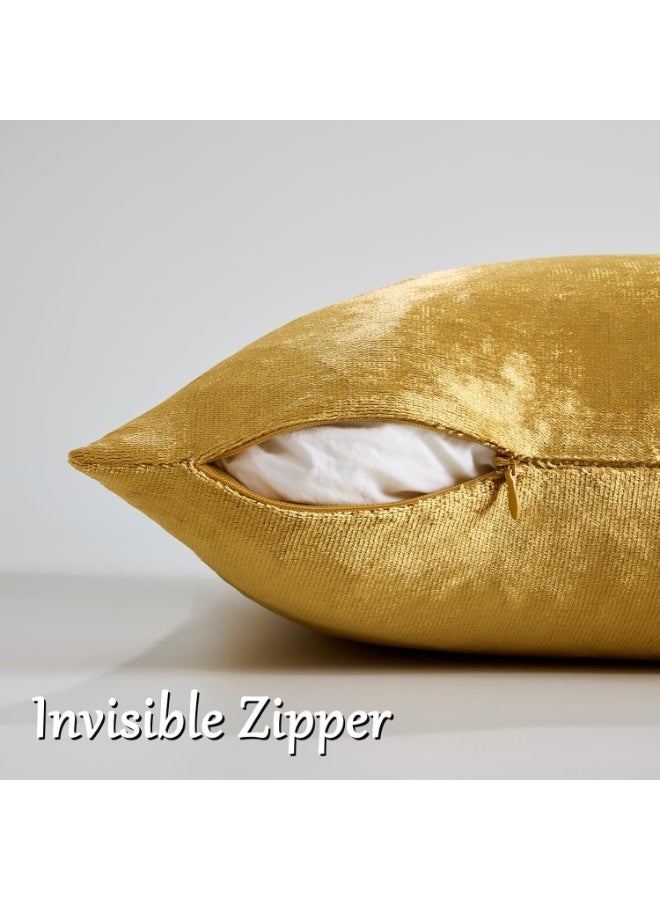 اسرلي وايت أغطية وسائد زينة مخملية ذهبية - Image 3